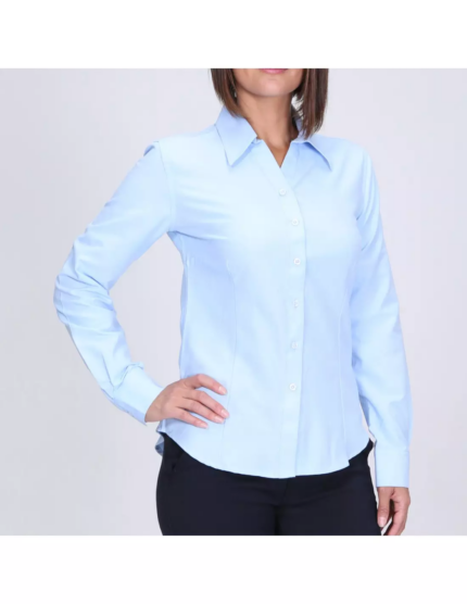 BLUSA OXFORD 55% ALG. 45% POLY. M/LARGA